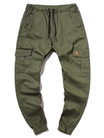 ZAFUL Pantalon Cargo en Couleur Unie avec Poche à Cordon Xl Vert armée