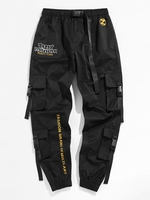 ZAFUL Pantalon Cargo Lettre Brodée S Noir