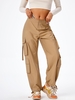 ZAFUL Pantalon Cargo Noué à Cheville avec Poches M Café lumière