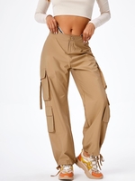 ZAFUL Pantalon Cargo Noué à Cheville avec Poches M Café lumière