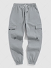 ZAFUL Pantalon Cargo Rebord Elastique en Couleur Unie avec Multi-Poches Xl Gris