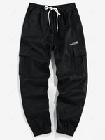 ZAFUL Pantalon Cargo Technique Lettre Brodée à Cordon Streetwear Xxl Noir