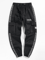ZAFUL Pantalon Cargo Technique Lettre Brodée Streetwear M Noir