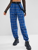 ZAFUL Pantalon Ceinturé à Carreaux avec Poche S Bleu océan