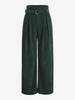ZAFUL Pantalon Ceinturé à Jambe Large en Velours M Vert profond
