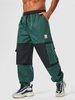 ZAFUL Pantalon Coupe-Vent en Blocs de Couleurs avec Multi-Poches à Pieds Etroits L Vert profond