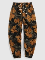 ZAFUL Pantalon Décontracté à Imprimé Feuille D