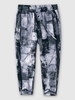 ZAFUL Pantalon Décontracté Monochrome Imprimé Jointif L Noir