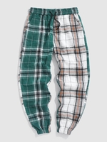 ZAFUL Pantalon Décontracté Motif de Carreaux à Cordon L Café