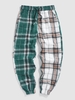 ZAFUL Pantalon Décontracté Motif de Carreaux à Cordon Xl Café