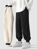 ZAFUL Pantalon de Jogging à Doublure Fourrée en Velours Côtelé à Cordon M Noir