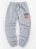 ZAFUL Pantalon de Jogging à Imprimé Drapeau Américain Lettre Brodée Xxl Gris clair