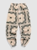 ZAFUL Pantalon de Jogging à Imprimé Ethnique Aztèque à Pieds de Poutre en Fausse Laine Xl Café lumière