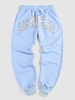 ZAFUL Pantalon de Jogging à Imprimé Lettre LOS ANGELES Streetwear Xl Bleu clair
