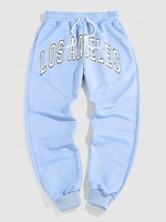 ZAFUL Pantalon de Jogging à Imprimé Lettre LOS ANGELES Streetwear Xxl Bleu clair