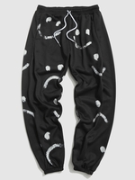 ZAFUL Pantalon de Jogging à Imprimé Sourire Esthétique Y2K 4xl Noir
