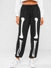 ZAFUL Pantalon de Jogging à Imprimé Squelette à Cordon d