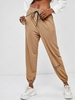ZAFUL Pantalon de Jogging Côtelé à Taille Haute Nouée Pour Femme S Café