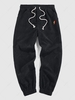 ZAFUL Pantalon de Jogging Côtelé Foudre Brodée en Velours Côtelé L Noir