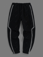 ZAFUL Pantalon de Jogging de Sport Rayé Réfléchissant en Laine S Noir