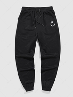 ZAFUL Pantalon de Jogging de Sport Visage en Sourire Brodé S Noir
