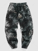 ZAFUL Pantalon de Jogging Fourré Teinté à Pieds Etroits à Cordon L Noir