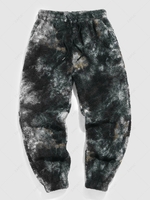 ZAFUL Pantalon de Jogging Fourré Teinté à Pieds Etroits à Cordon L Noir