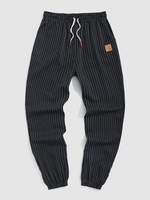 ZAFUL Pantalon de Jogging Motif Rayé à Cordon M Noir