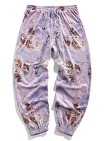ZAFUL Pantalon de Sport à Imprimé Ange Teinté en Velours Xl Violet clair