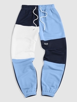 ZAFUL Pantalon de Sport à Imprimé Lettre en Blocs de Couleurs S Bleu clair