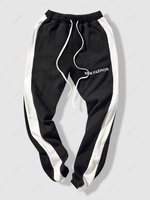 ZAFUL Pantalon de Sport à Imprimé Lettre en Blocs de Couleurs S Noir