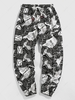 ZAFUL Pantalon de Sport Jointif à Imprimé Journal Esthétique Y2K M Noir