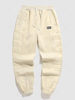 ZAFUL Pantalon de Sport Matelassé à Pieds de Poutre à Cordon en Toison S Café lumière
