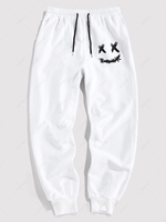 ZAFUL Pantalon de Survêtement à Imprimé Visage de Dessin Animé à Cordon Xl Blanc
