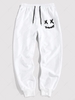 ZAFUL Pantalon de Survêtement à Imprimé Visage de Dessin Animé à Cordon Xxl Blanc