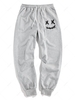 ZAFUL Pantalon de Survêtement à Imprimé Visage de Dessin Animé à Cordon Xxl Gris clair