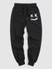 ZAFUL Pantalon de Survêtement à Imprimé Visage de Dessin Animé à Cordon Xxl Noir