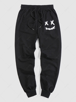 ZAFUL Pantalon de Survêtement à Imprimé Visage de Dessin Animé à Cordon Xxl Noir
