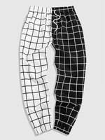 ZAFUL Pantalon de Survêtement Bicolore à Carreaux Imprimé Xxl