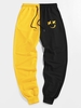 ZAFUL Pantalon de Survêtement Bicolore à Imprimé Dessin Animé 2xl Jaune clair