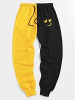 ZAFUL Pantalon de Survêtement Bicolore à Imprimé Dessin Animé 2xl Jaune clair
