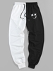 ZAFUL Pantalon de Survêtement Bicolore à Imprimé Dessin Animé 2xl Noir