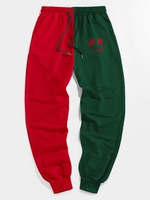 ZAFUL Pantalon de Survêtement Bicolore à Imprimé Dessin Animé S Vert profond