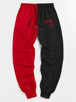 ZAFUL Pantalon de Survêtement Bicolore à Imprimé Dessin Animé Xl Rouge lave
