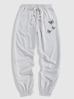 ZAFUL Pantalon de Survêtement Chiné Imprimé Papillon L Gris clair