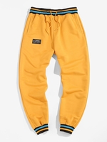 ZAFUL Pantalon de Survêtement Côtelé Brodure Rayée en Blocs de Couleurs Latérale à Cordon Xl Jaune