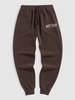 ZAFUL Pantalon de Survêtement Polaire Brodé Style Ouest L Café profond