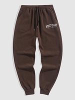 ZAFUL Pantalon de Survêtement Polaire Brodé Style Ouest L Café profond