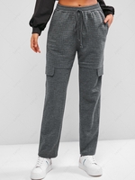 ZAFUL Pantalon Doudoune Matelassé Nœud Papillon à Rabat S Gris carbone