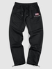 ZAFUL Pantalon Drapeau Américain Lettre Brodée S Noir